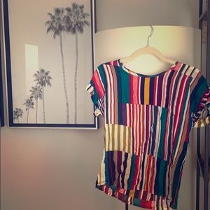 Shein striped colorful short sleeve top XS